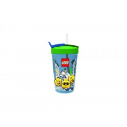 LEGO láhev s brčkem 0.5L - Iconic Boy modrá
