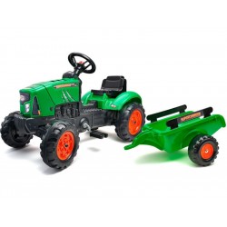 FALK - Šlapací traktor SuperCharger s vlečkou zelený