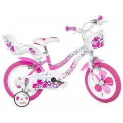 DINO Bikes - Dětské kolo 14" Flappy růžové