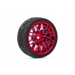 Spec T LS Wheel Offset 3 Red w/Tire 4ks pro 1/10 Silniční