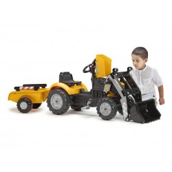 FALK - Šlapací traktor Super Builder s nakladačem a vlečkou