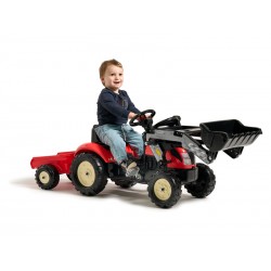 FALK - Šlapací traktor Kiddy Farm s nakladačem a vlečkou